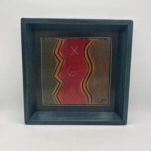 Reut Shahar Kakadu Wood Rustic Painted  TRAY Folk Art 10.25 X 10.25 X 1.75”